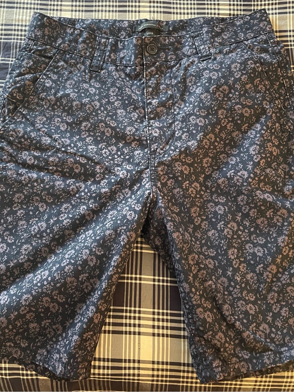 John Varvatos Navy Floral Print Shorts
